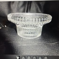 2.5" h Clear Vtg Molded Ribbed Glass 5 Way Size Candle Holder .5- 3.75" Diameter
