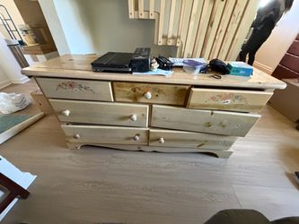 Vintage Wood Dresser with Floral Detail