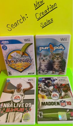 Like-NEW DISC $10ea Nintendo Wii Games uDraw Pictionary Purr Pals NBA Live 09 All-Play Madden NFL 10 Wii U Console Sports Family Video Games Football