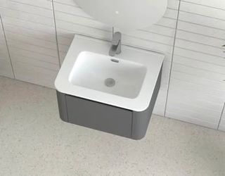 Newly Assembled 24” Floating Basin Storage Cabinet Bathroom Vanity with Ceramic Wall Mounted