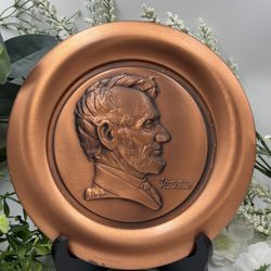 Norman Rockwell “Lincoln” Pure Copper Plate – 1976 – 16 oz solid Copper – Sculpted by Roger Brown 