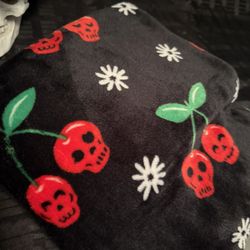 Cherry Skull Skeleton Halloween Plush Throw Blanket 50” X 60”