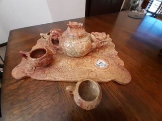 Decorative Miniature Oriental Tea Set With Serving Tray