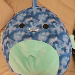 16" DEEZO Tie Dye Blue Angler Fish Squishmallow Plush Pillow