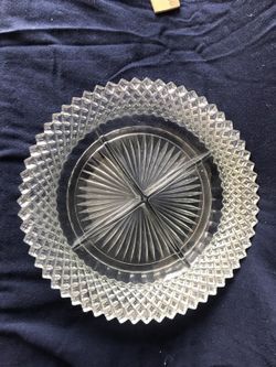 Serving dish, crystal, 9 inch diameter, with 4 sections