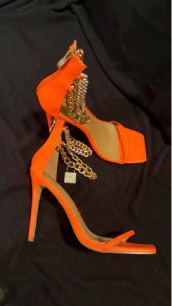 Orange Gold Chain Ankle Stiletto