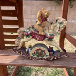 Christmas Music Rocking Horse with Bear