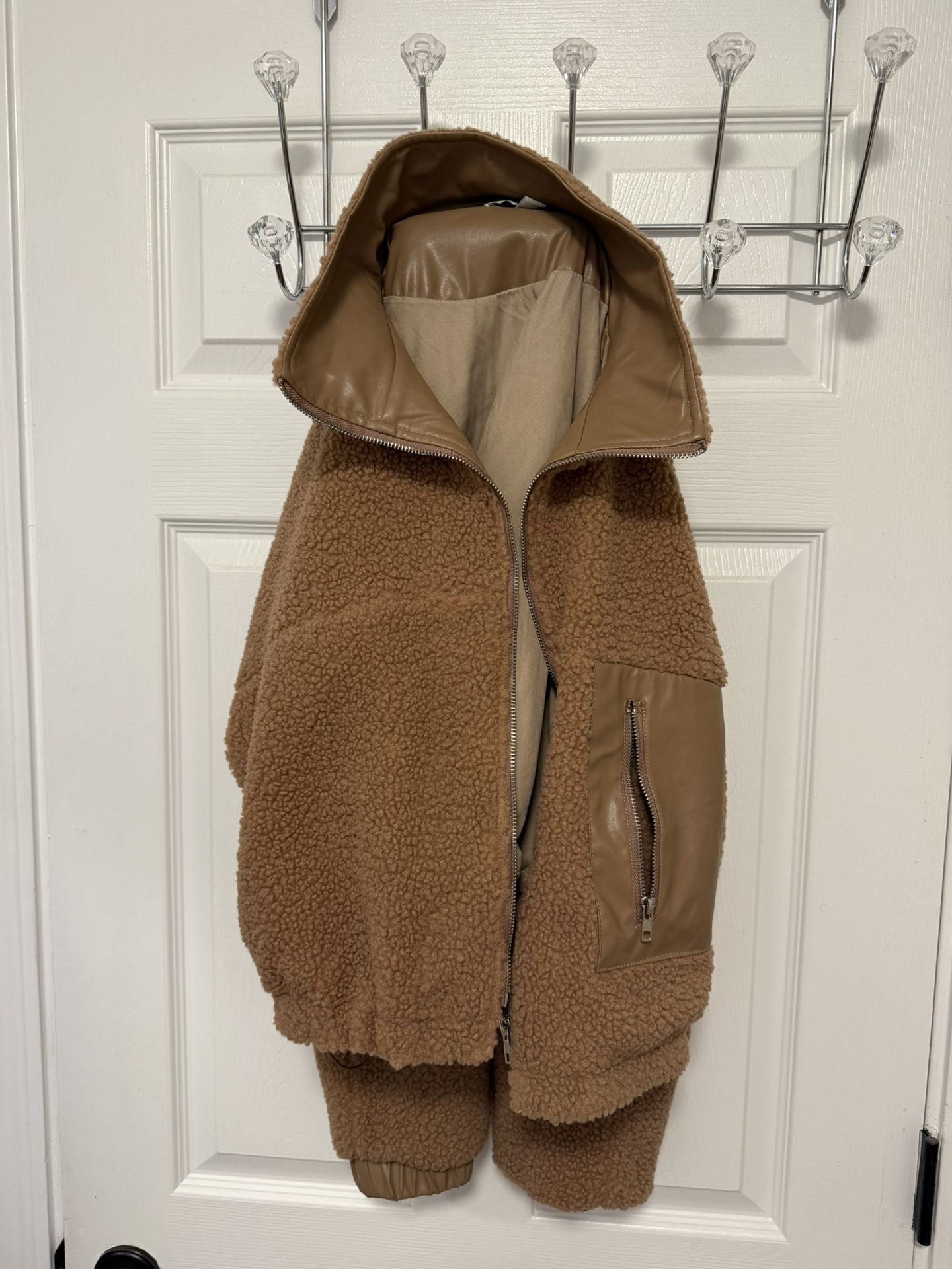 HYFVE Brown Sherpa bomber jacket