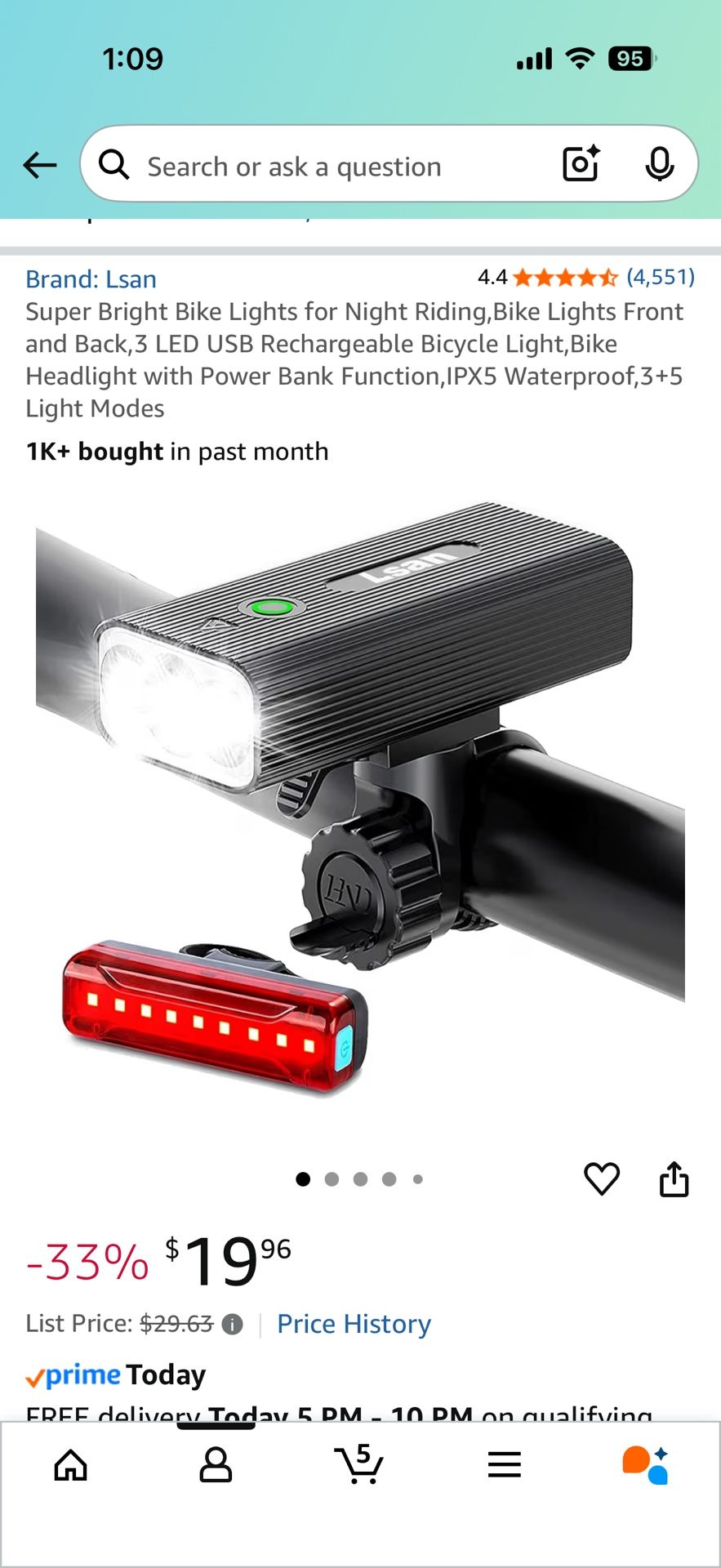 *new* Rechargeable Bike Lights (front and back)