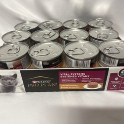  Food Wet Food Purina Pro Plan Vital Systems 4-in-1 Support Chicken Entrée Pate Wet Cat Food, 3-oz can, case of 24