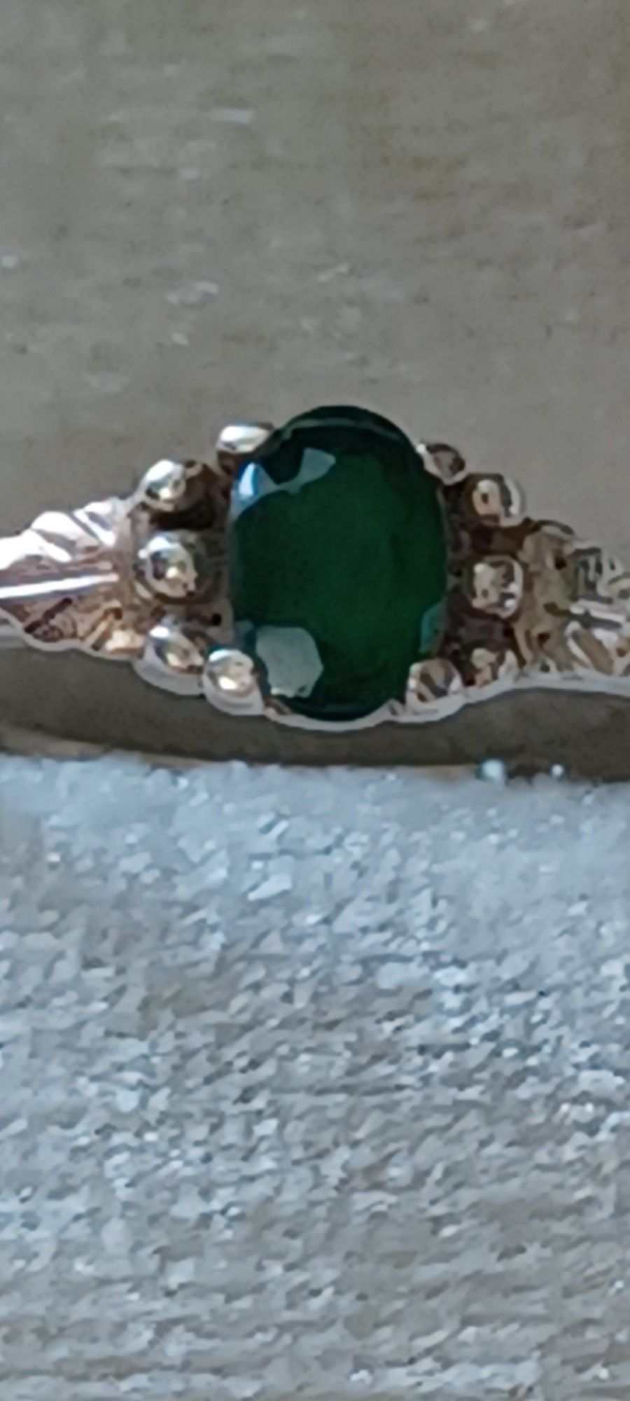 Vintage Sterling Silver 12k Black Hills Gold Emerald Ring Women's Size 7.5 to 8