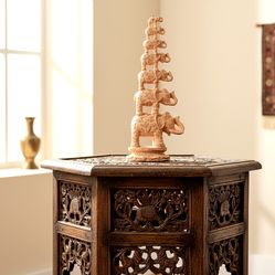 Vintage 7 Stacked Elephants Statue 15 in Trunks Up Great Condition!