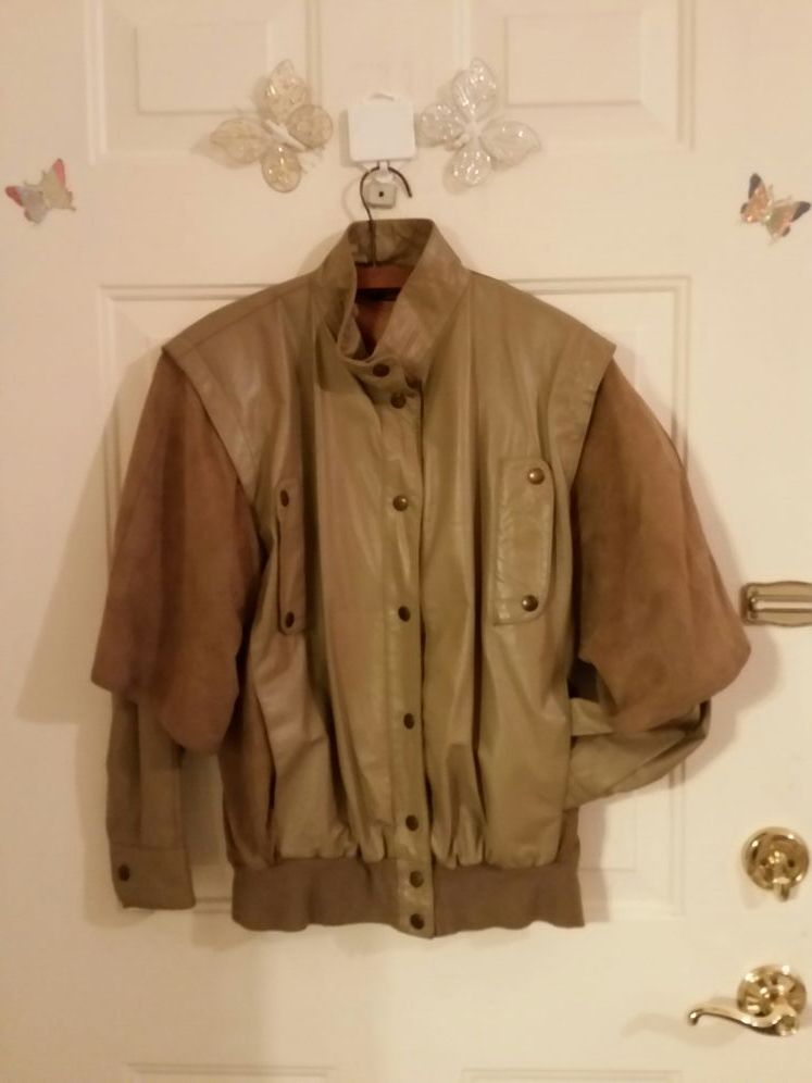 TAN LEATHER & SUEDE JACKET