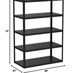 Whalen 5-Shelf Steel Shelving Unit 48" W x 24" D x 72" H Black
Heavy Duty 48" W 24" D 72" H