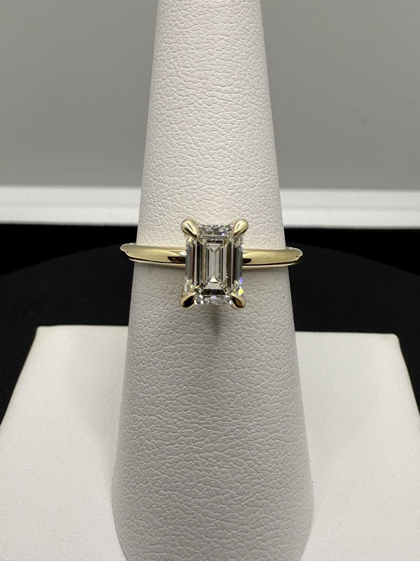 Yellow Gold 1 Carat Emerald Diamond Engagement Ring