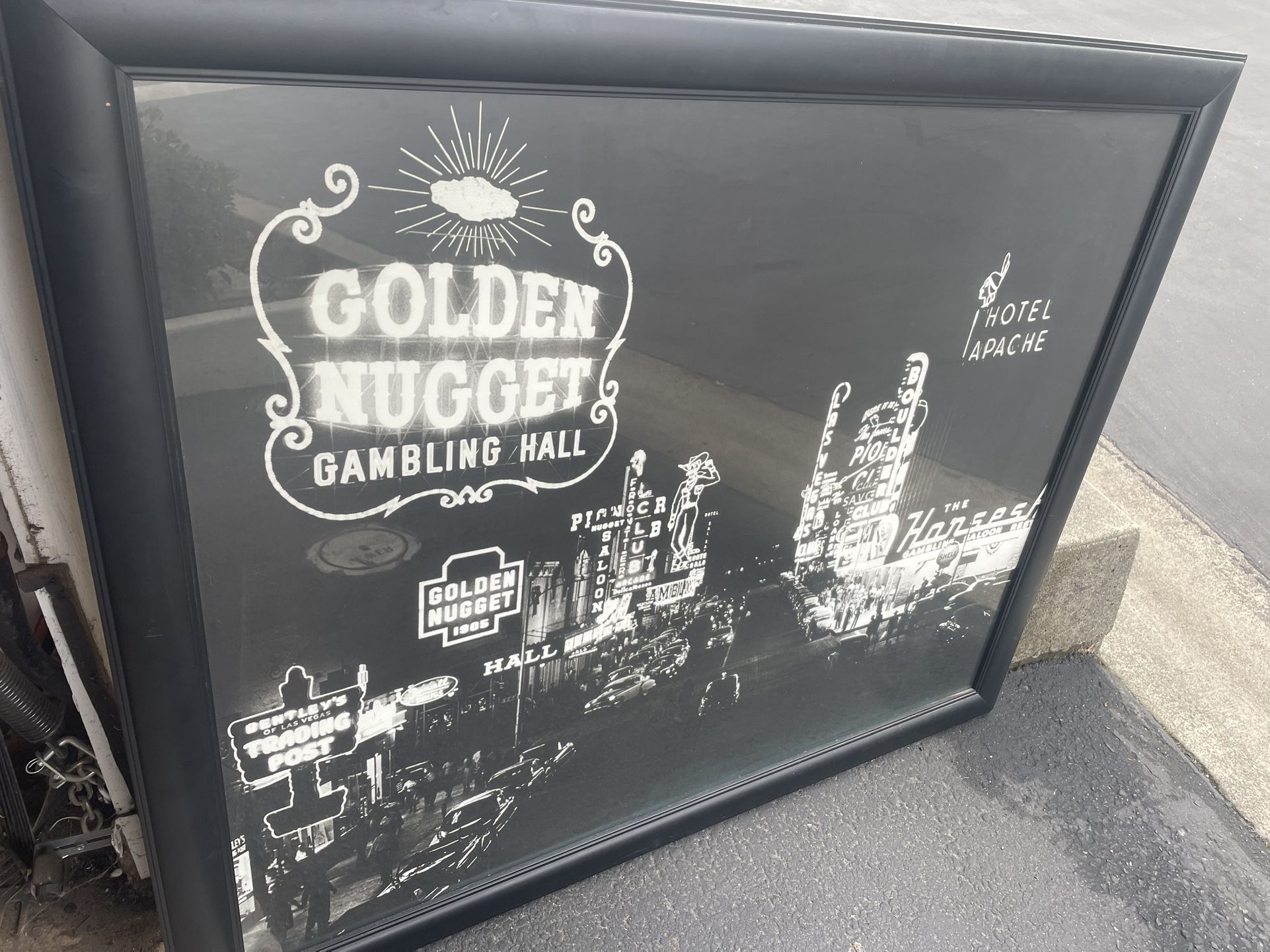 Framed Large Photo Old Downtown  Vegas - Black And White 