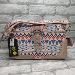 Cowgirl Trendy Western Concealed Carry Native AZ Pattern Studded Purse