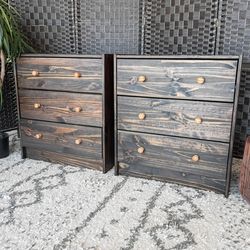 (2pc) *Custom Finish* Dark Walnut 3-Drawer Nightstands