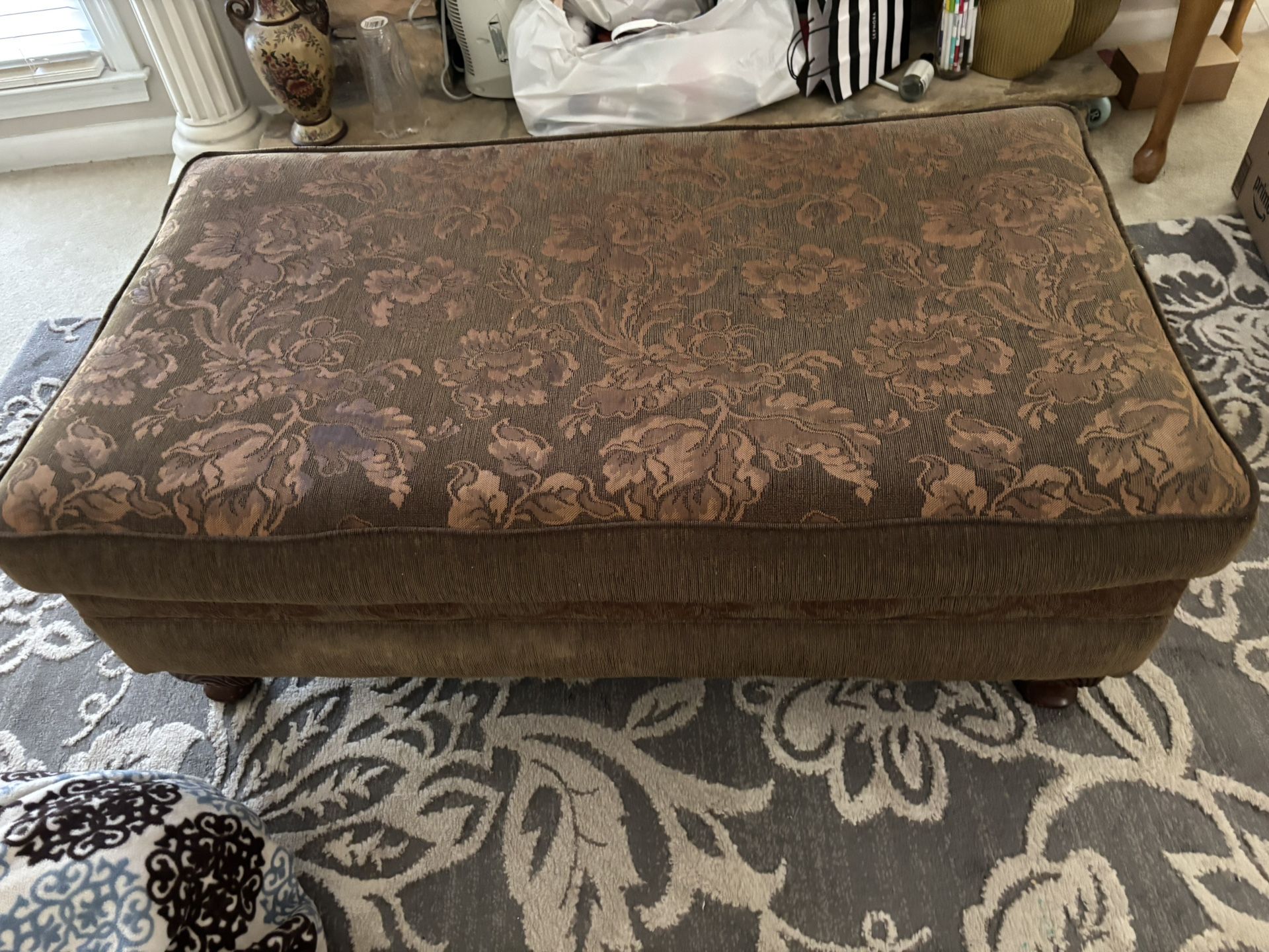 Ottoman . Sofa And Leather Loveseat