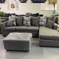 Grey Sectional With Ottoman ‼️take It Home With $39 Easy Approval ‼️