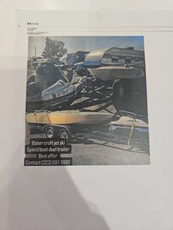 Water craft Jet Ski AND Speed Boat Duel Trailer
