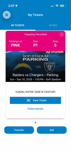 Parking - Los Angeles Chargers vs Las Vegas Raiders