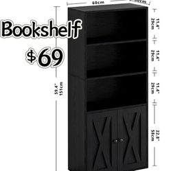 😀 🥨59.4”H, 11.8”D, 23.6”W, IRONCK Industrial Bookshelves and Bookcases with Doors , 11.8 in Depth Floor Standing 5 Shelf Display Storage Shelves