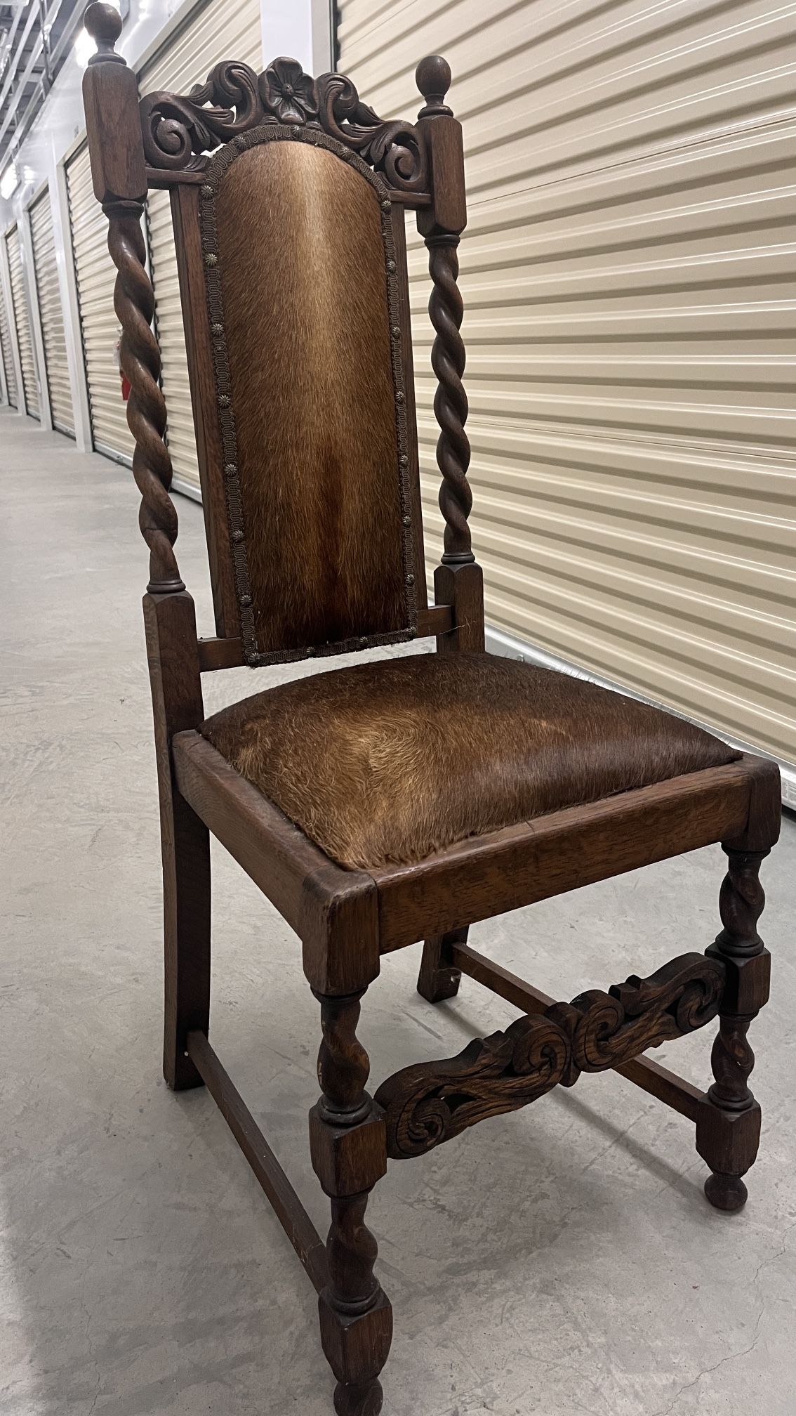 Western Side Chair, Upholstered In Cowhide 
