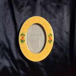 Vintage yellow enamel cloisonné picture frame with a floral design