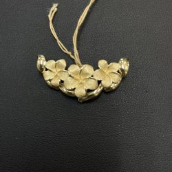 14k Gold Plumeria Slider Pendant 4.2 Grams 