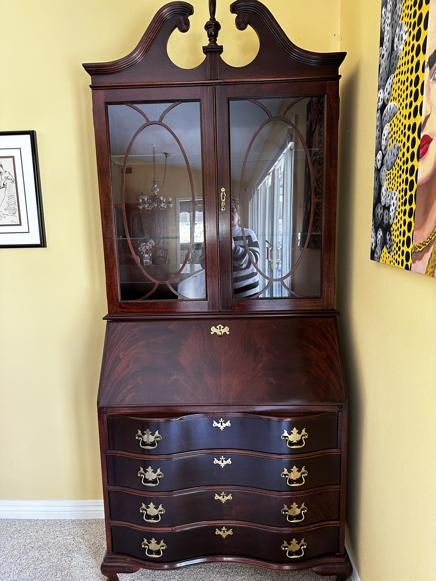 JASPER CABINET Mahogany CHIPPENDALE Drop Front SECRETARY DESK Serpentine Drawers