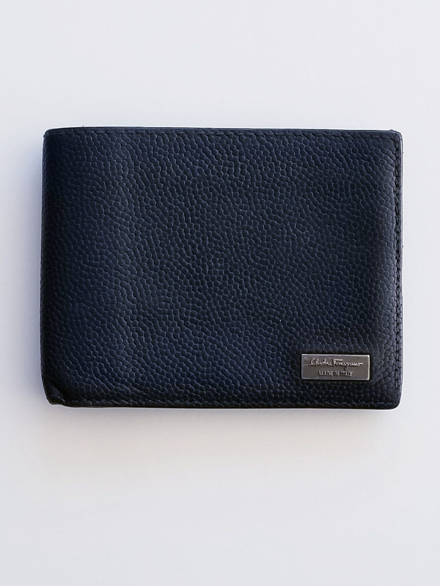 Salvatore Ferragamo Mens Blue Leather Trifold Wallet