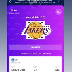 LAKERS VS WARRIORS GAME 6 LEXUS CLUB TICKET