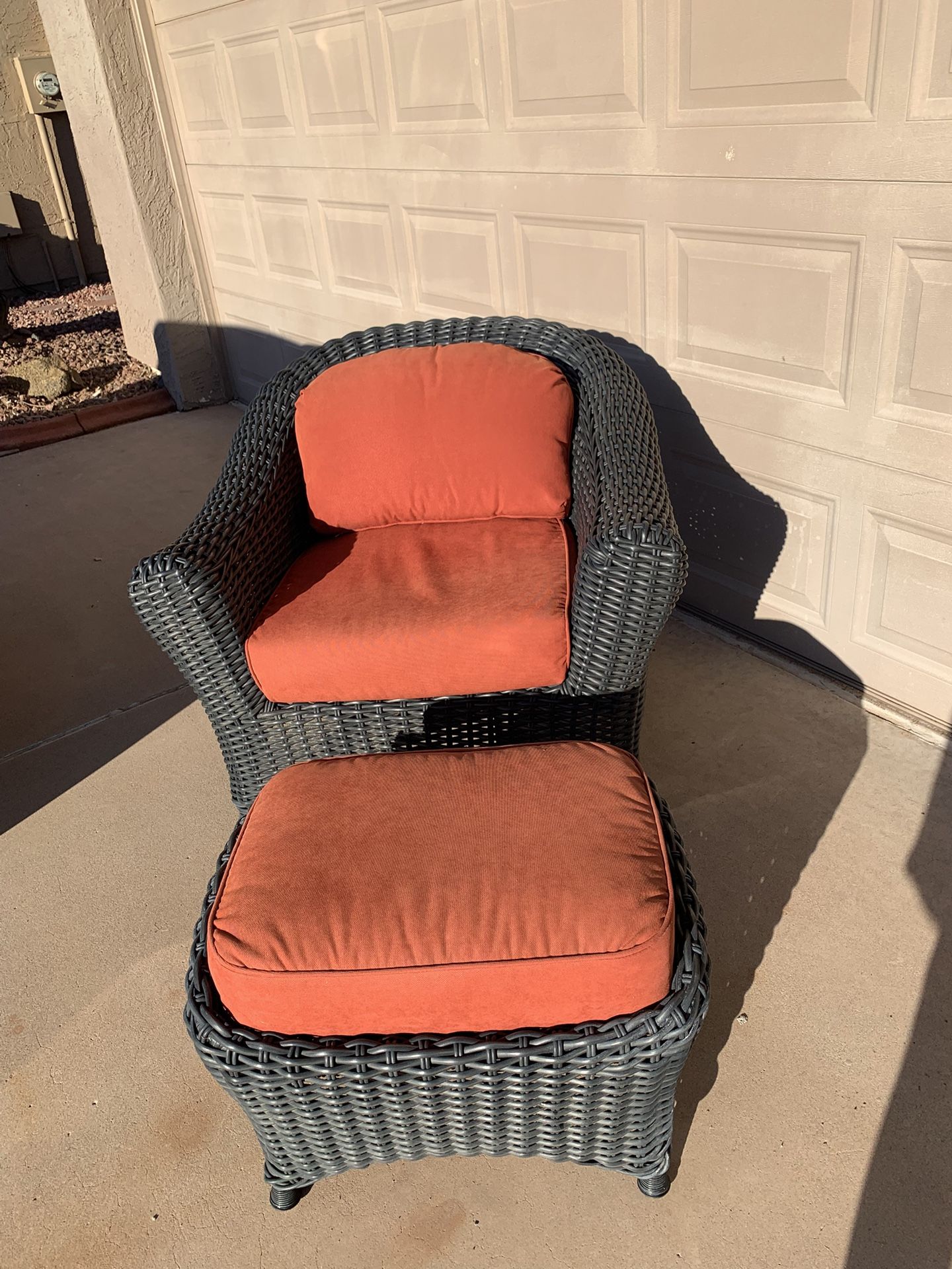 Lounge Chair And Ottoman With Cushions