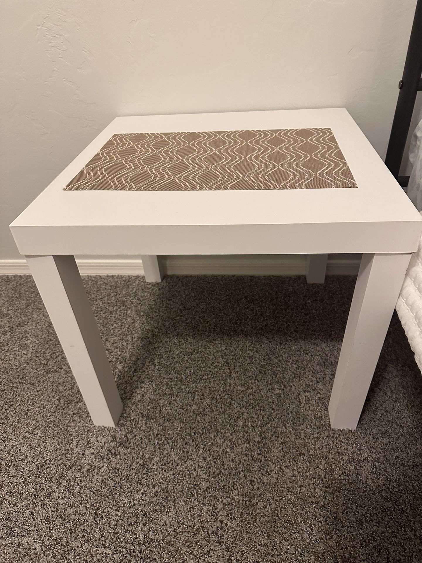 Set of 2 White End Tables – $5 Each (Good Condition)