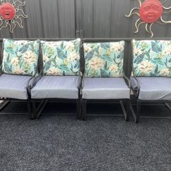 Heavy Iron Rocking Outdoor Patio Chairs w/ Cushions