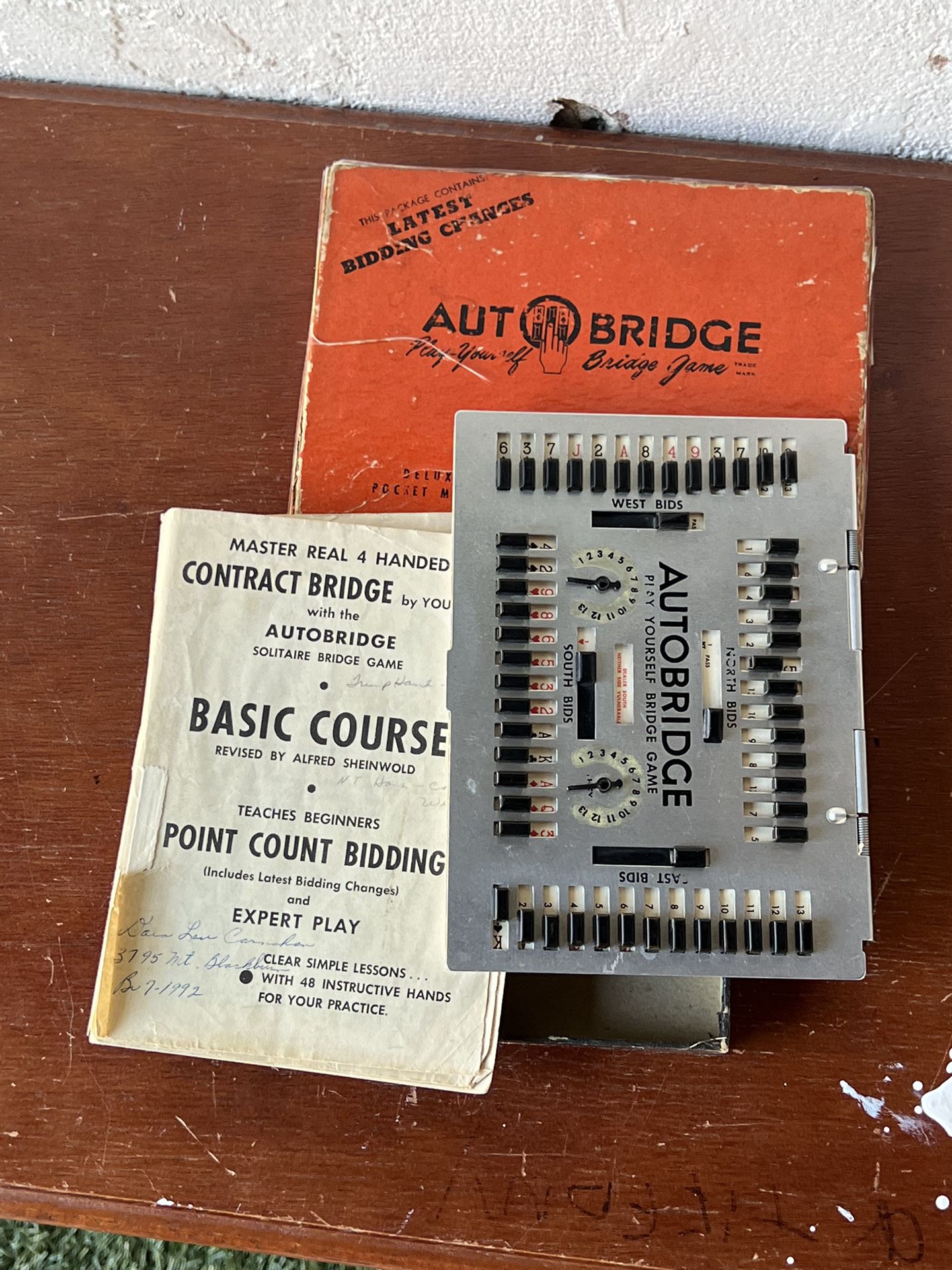 Vintage! 1959 Auto Bridge Play Yourself Bridge Game Deluxe Pocket Model No. PB