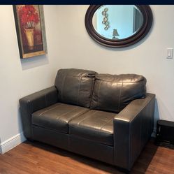 Grey Leather Loveseat For Sale 