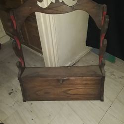 Vintage Wood & Velvet Gun Rack W/storage