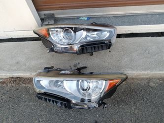 2014-2017 Infiniti Q50 headlights with light bulbs and accessories oem.