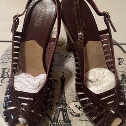 Michael Kors Patent Leather Slingback Heels Red Size 10M. NWOT.