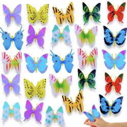 26pcs Butterflies Action Figure Art Decoration Kids Toys, Mini Butterfly Bug Kit Party Favor, Bedroom, Garden, Birthday Supplies, Butterflies Crafts F