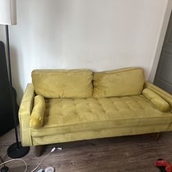 Modern Green Velvet Couch – Great Condition!