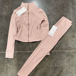 Lululemon Cropped Define Jacket + Leggings Set “Pink/Haze” 