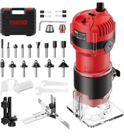 TEENO Router Tool, 6.5 Amp 1.25 HP Compact Wood Router Tool, 6 Variable Speeds, 1/4" Palm Hand