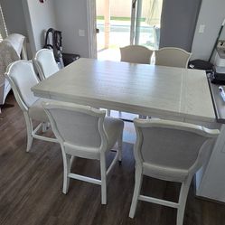 White counter height dining Table and chairs