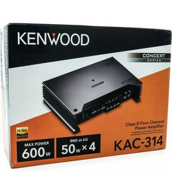 KENWOOD KAC-314-4-Channel Concert Series Compact Car Stereo Amplifier with 50W x 4 @ 4ohms, 75W x 4 @ 2ohms, Class D, High/Low-Pass Filters, Variable 