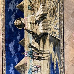 Vintage Art, Deco, Egyptian Revival Tapestry Rug