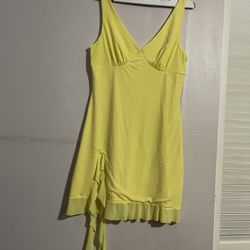 yellow  Mini Slit Dress 