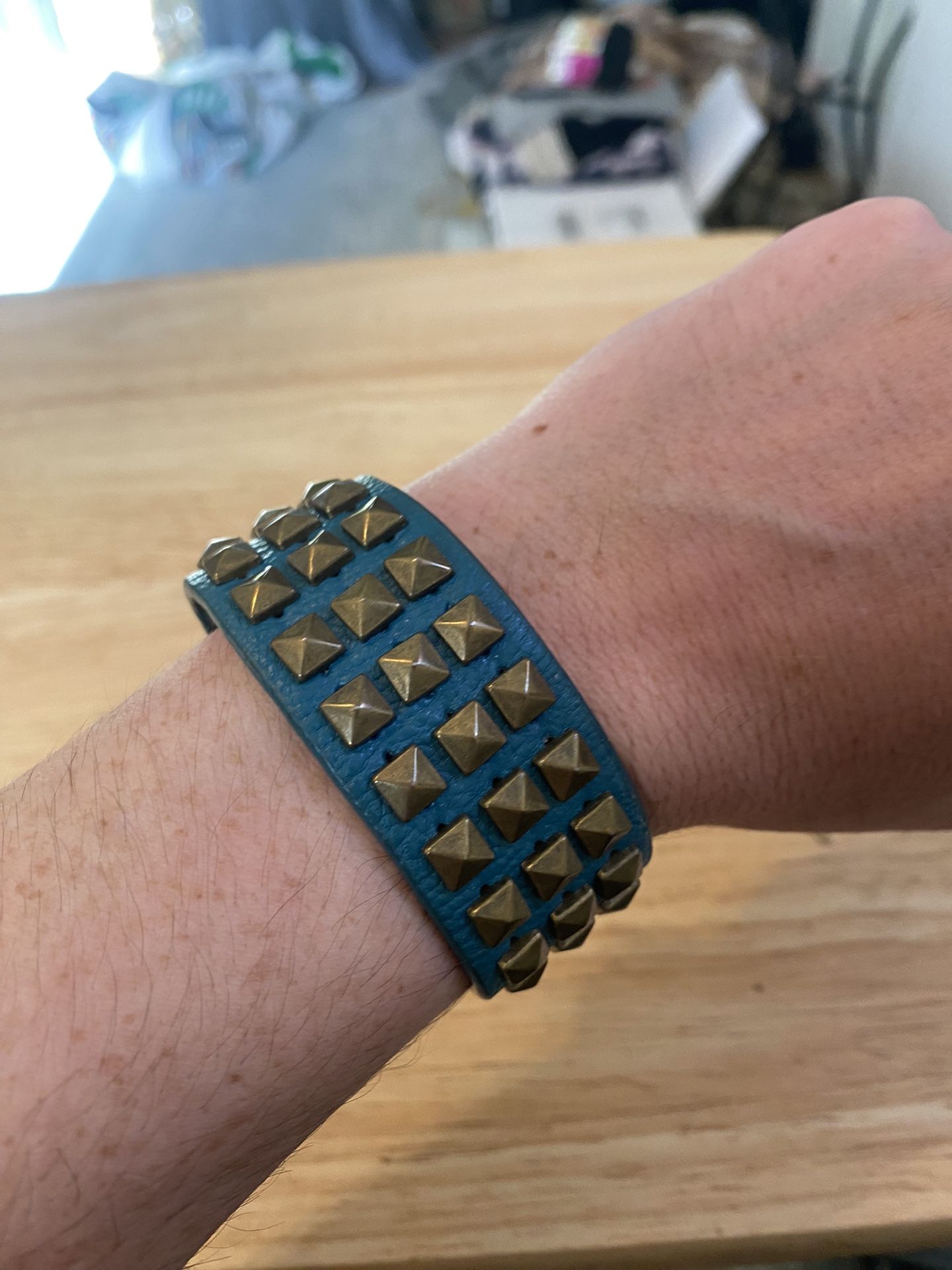 Turquoise Bracelet with Studs and Snaps 8”